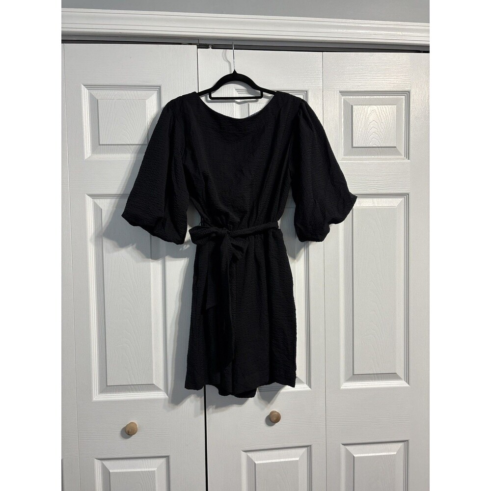 Anthropologie Francesca Balloon Sleeve Romper Women Small black going out brunch